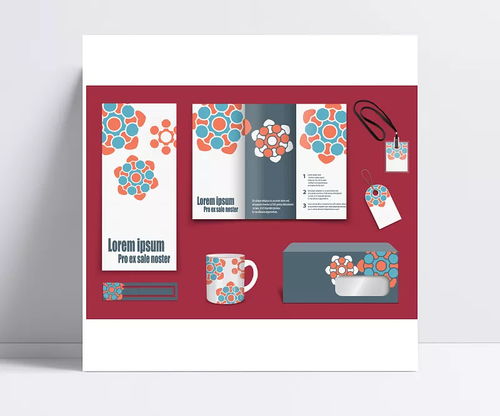 翱翔設計服務 粉色花形VI模板，打造企業品牌視覺識別系統